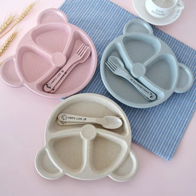 3 pçs/set trigo palha pratos d - Baby Food Menu avaliação e preço